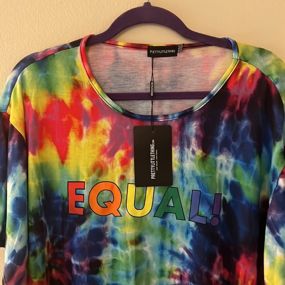 PrettyLittleThing UNISEX Multi Tie Dye Oversized T-shirt Size XL - Picture 6 of 6